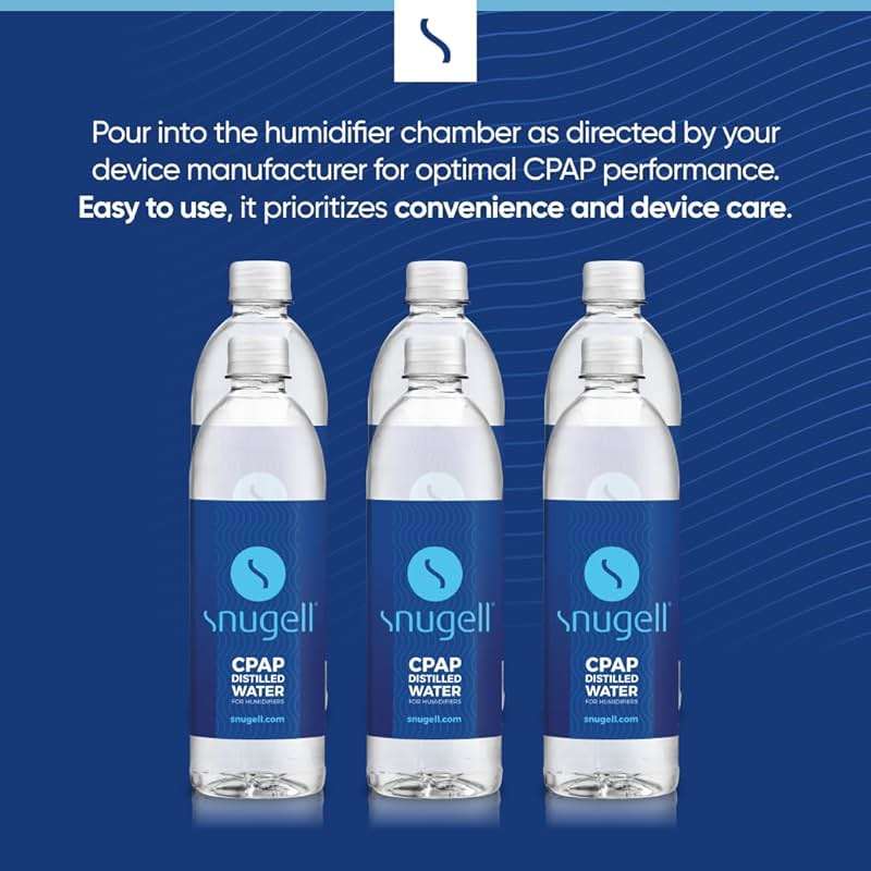Snugell Bottled Distilled Water for CPAP Machines (12-Pack, 20 oz Each) – Ultra-Pure, BPA-Free, Travel-Friendly, and Convenient – Up to 24 Days Supply – Clean, Refreshing, Multi-Use – Made in the USA - Image 3