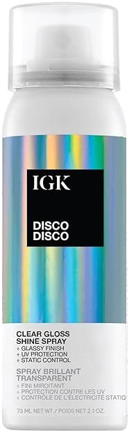 IGK Disco Disco Clear Gloss Shine Spray – High-Shine Finishing Spray with UV Protection – Vegan & Cruelty-Free - Product Image