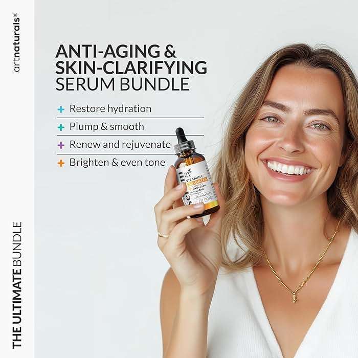 Vitamin C Serum Skin Care 4-Piece Set: Includes Retinol, Hyaluronic Acid & Niacinamide – Anti-Aging, Skin Brightening, Hydrating, Wrinkle Reduction, Dark Spot Corrector – 3-Month Supply – artnaturals - Image 3