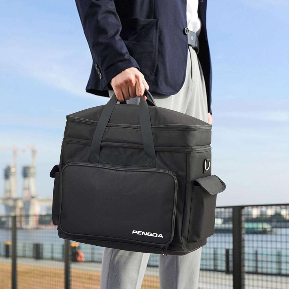 PENGDA 2 Layer Sewing Machine Case with Adjustable Shoulder Strap Sewing Machine Carrying Case Universal Tote Bag for Sewing Machine and Sewing Accessories Storage Black - Image 2