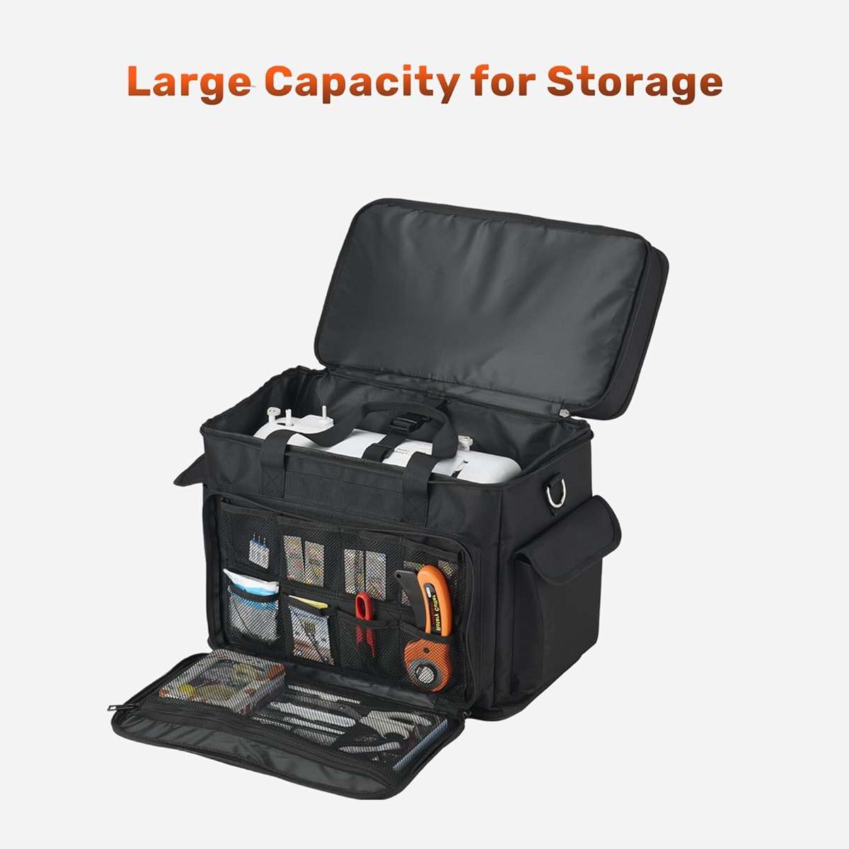 PENGDA 2 Layer Sewing Machine Case with Adjustable Shoulder Strap Sewing Machine Carrying Case Universal Tote Bag for Sewing Machine and Sewing Accessories Storage Black - Image 5