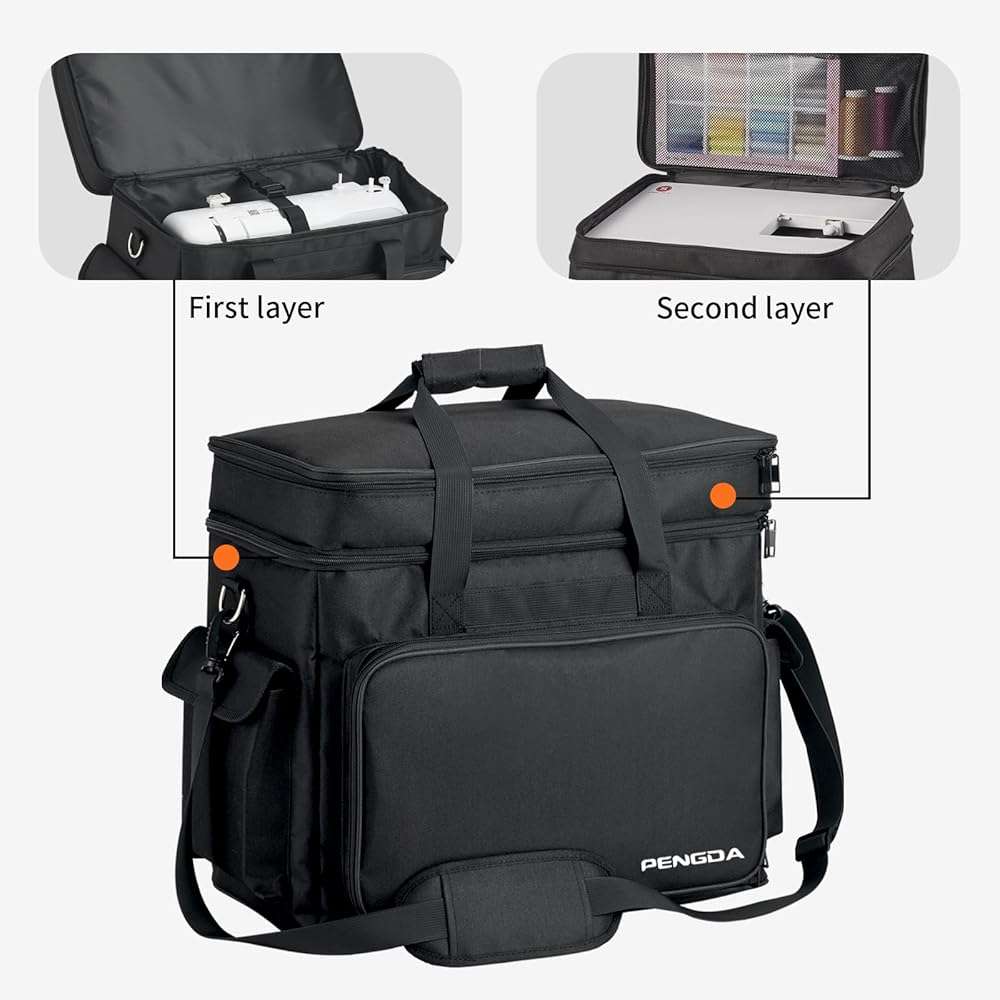 PENGDA 2 Layer Sewing Machine Case with Adjustable Shoulder Strap Sewing Machine Carrying Case Universal Tote Bag for Sewing Machine and Sewing Accessories Storage Black - Image 8