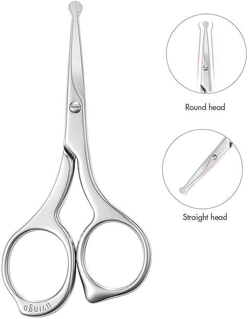 LIVINGO Nose Hair Scissors – Precision Stainless Steel Trimming Scissors with Rounded Tips, Safe and Easy Grooming for Nose, Ear, and Facial Hair - Image 4