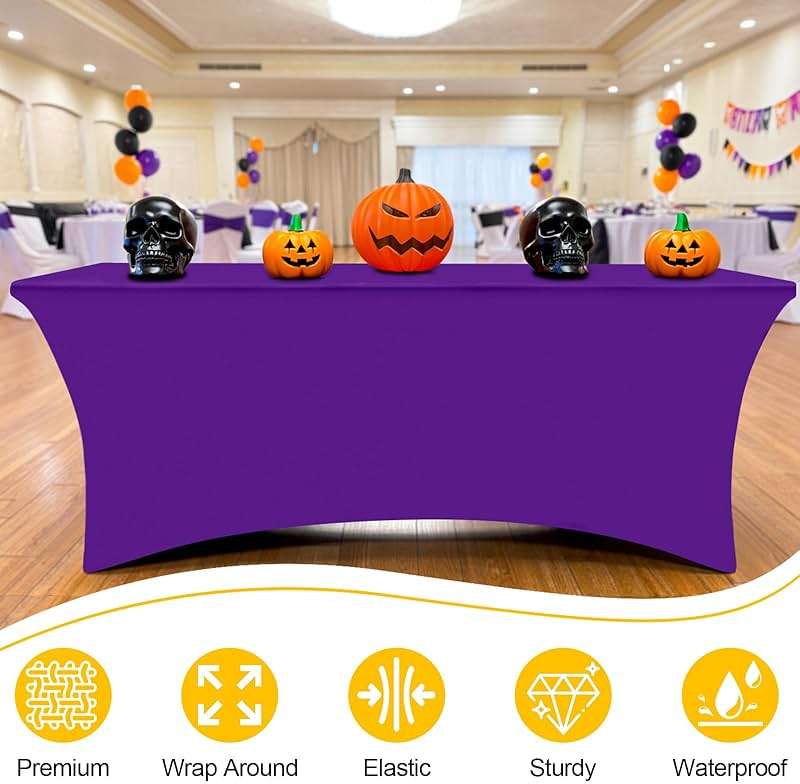 Smiry 2 Pack Spandex Table Cloth 6FT, Elastic Fitted Stretch Tablecloths for Rectangle Tables, Washable Table Cover for Outdoor, Wedding, Banquet & Parties (Purple, 72Lx30Wx30H Inch) - Image 5
