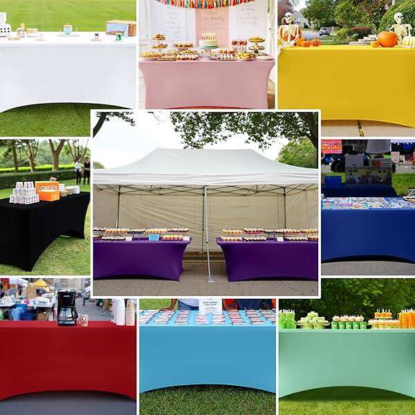 Smiry 2 Pack Spandex Table Cloth 6FT, Elastic Fitted Stretch Tablecloths for Rectangle Tables, Washable Table Cover for Outdoor, Wedding, Banquet & Parties (Purple, 72Lx30Wx30H Inch) - Image 8