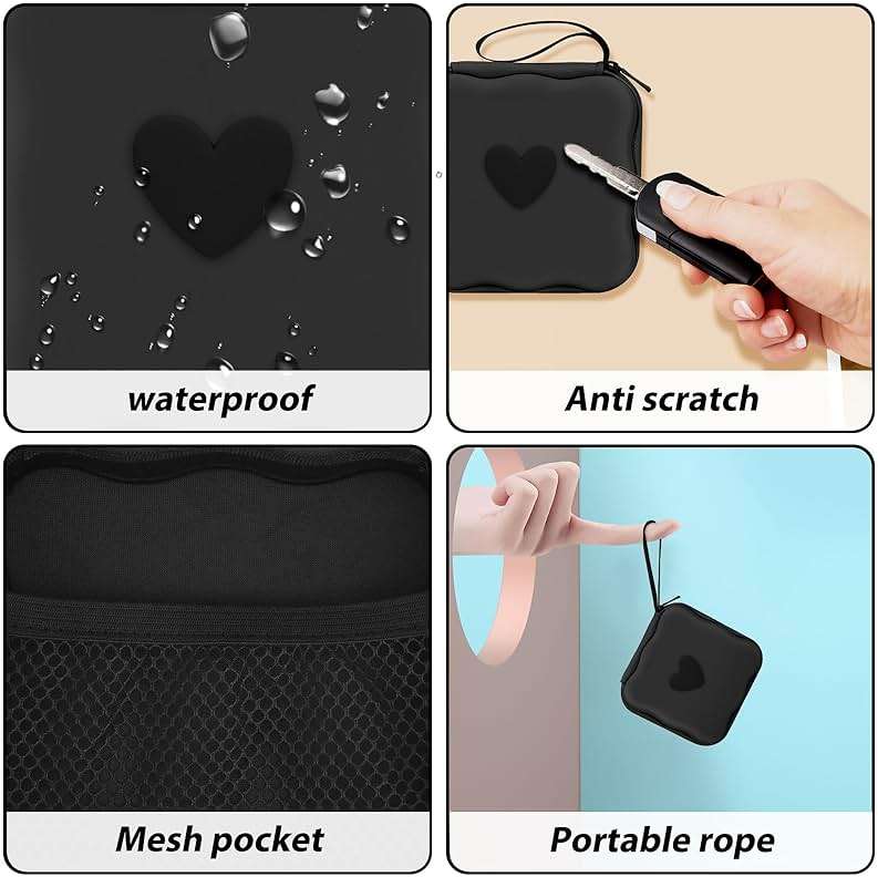 CameCosy DIY Phone Charger Case Storage Sets Cable Protector Earphone Wire Saver with Wave Travel Storage Bag, Cute Cable Charger Protector Cord Organizer for iPhone (Black Love Heart) - Image 6