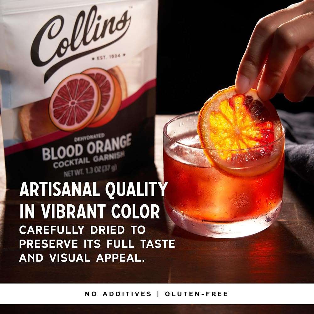 Collins Dehydrated Blood Orange Cocktail Garnish Slices, 1.3 oz – Perfect for Negronis, Margaritas, Mocktails & Desserts – Premium Drink & Food Garnish – 1.3 oz - Image 3