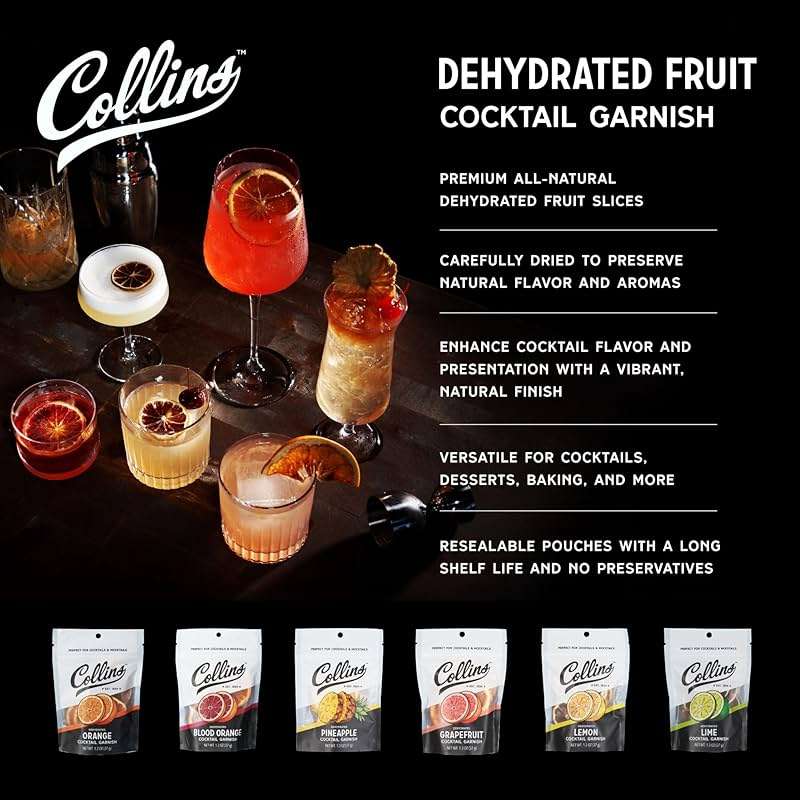Collins Dehydrated Blood Orange Cocktail Garnish Slices, 1.3 oz – Perfect for Negronis, Margaritas, Mocktails & Desserts – Premium Drink & Food Garnish – 1.3 oz - Image 5