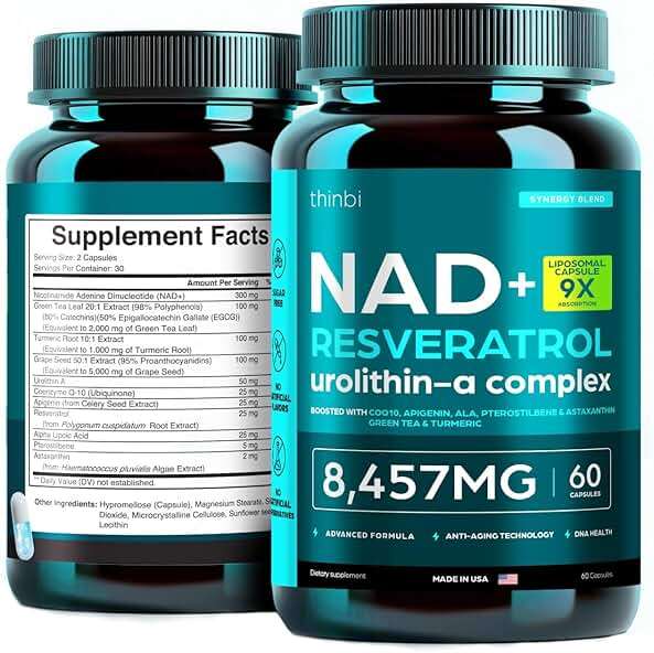 NAD Supplement Extra Strength NMN Alternative Liposomal + Green Tea for Women & Men with Urolithin A, Resveratrol, CoQ10, Alpha Lipoic Acid - Image 1