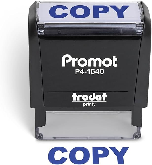 Promot Copy Stamp - Self-Inking Rubber Stamp with Blue Ink, Clear & Crisp Impression, Durable Office Stamp for Documents, Refillable Ink Pad, Ideal for Business, Office & Personal Use - Product Image