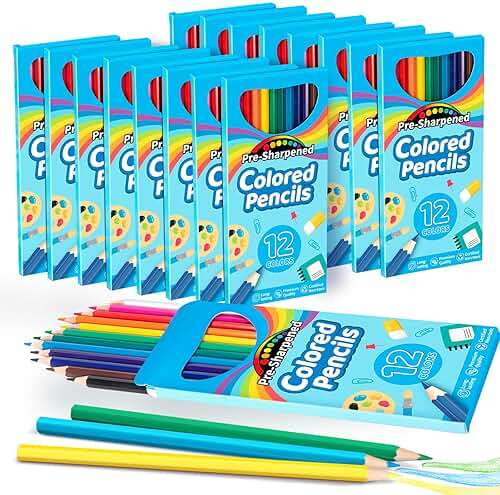 V-Opitos 168 Count Colored Pencils for Kids, 14 Pack Bulk Colored Pencils, 12 Colors Pre-Sharpened Coloring Pencils, Teacher Supplies, Classroom Prizes, Back to School Supplies, Kids Party Favors - Image 1