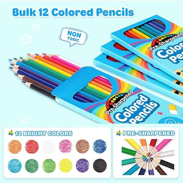 V-Opitos 168 Count Colored Pencils for Kids, 14 Pack Bulk Colored Pencils, 12 Colors Pre-Sharpened Coloring Pencils, Teacher Supplies, Classroom Prizes, Back to School Supplies, Kids Party Favors - Image 2