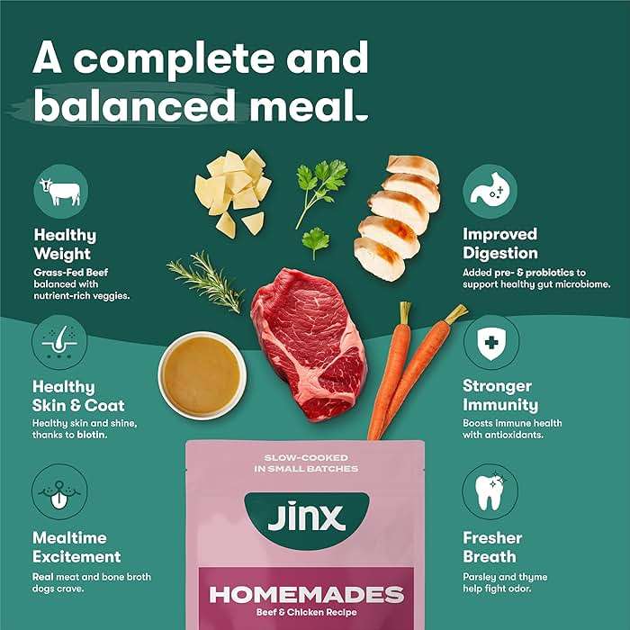 Jinx Beef & Chicken Grain Free Wet Dog Food Pouches, Meal or Dog Food Topper Mix-in, Made with Real Beef & Chicken, Bone Broth, No Fillers - Puppy, Adult, Senior, 9oz, 6 Pack - Image 3