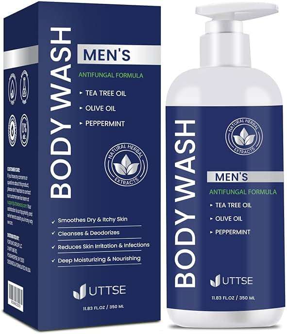Uttse Tea Tree Body Wash: Antifungal Soap for Men - Eliminates Body Odors & Skin Irritations - 11.8fl oz/350mL - Image 1