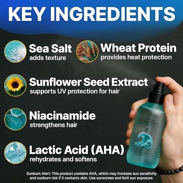 Sea Salt Spray for Hair – Texturizing Spray & Volume Hair Spray for Beach Waves – Curl Activator & Dry Texture Spray for Men & Women – Travel Size Flexible Hold Hair Mist for Wavy & Curly Hair Styling - Image 5
