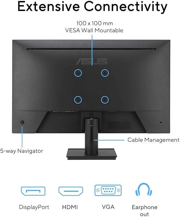 ASUS 24” 1080P Computer Monitor (VA249QG) – IPS, Full HD, 120Hz, 1ms, Adaptive-Sync, 99% sRGB, Speakers, HDMI, DisplayPort, VGA, Low Blue Light, Flicker-Free, VESA Mountable, 3yr Warranty - Image 6