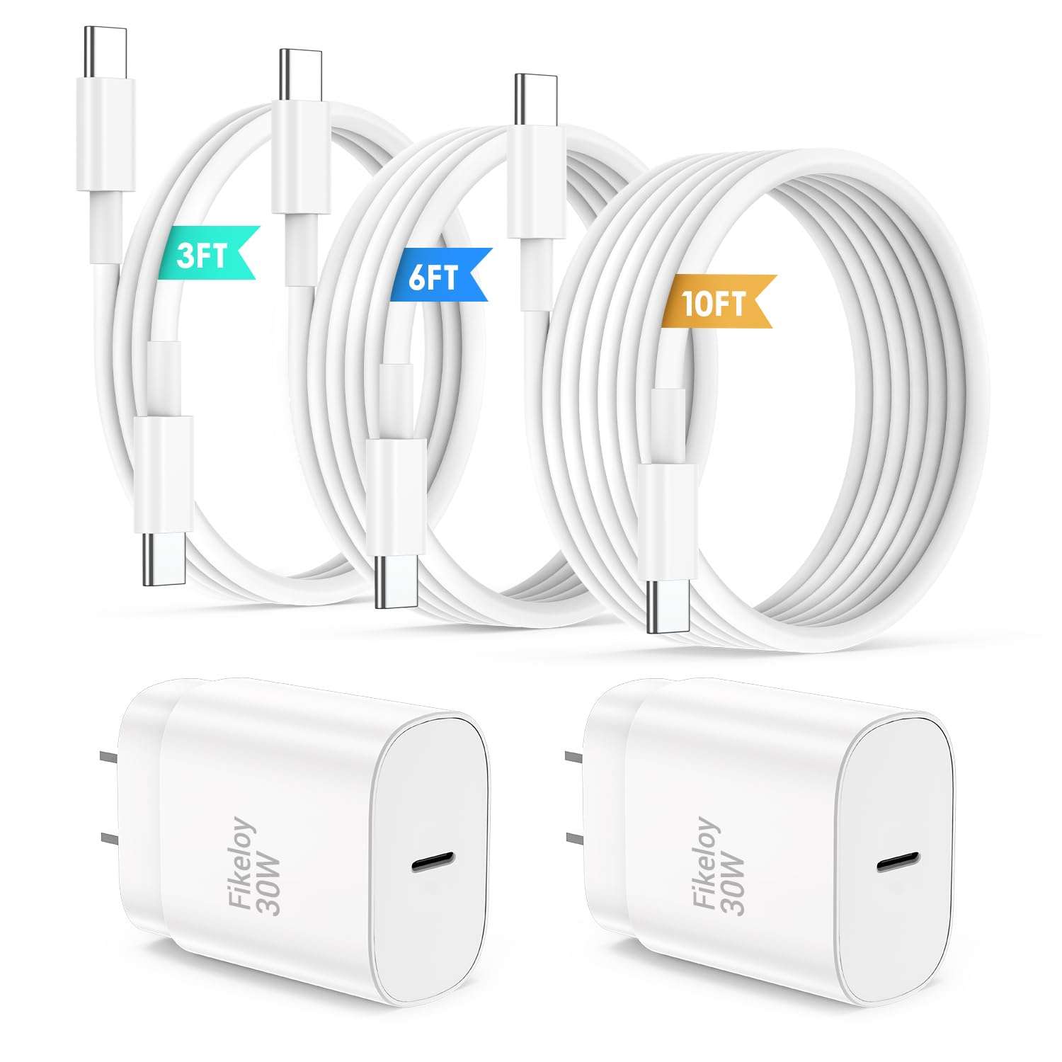 iPhone 17 16 Pro Max Charger Fast Charging USB C Charger Block, 30W USB-C Chargers with 3/6/10FT Type C Fast Charging Long Cable Cord for iPhone 17 16 15 Pro/Pro Max/Plus Series/iPad GalaxyS25/S24 - Image 1