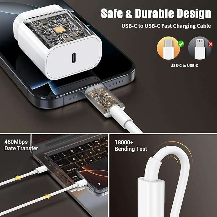 iPhone 17 16 Pro Max Charger Fast Charging USB C Charger Block, 30W USB-C Chargers with 3/6/10FT Type C Fast Charging Long Cable Cord for iPhone 17 16 15 Pro/Pro Max/Plus Series/iPad GalaxyS25/S24 - Image 6