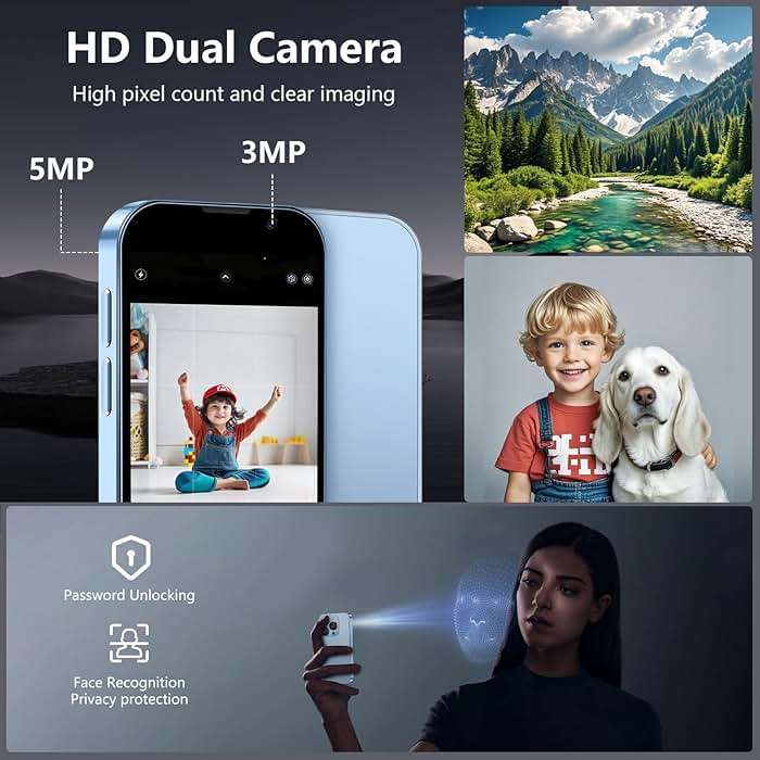 soyes Mini Phone World's Smallest 3.0" HD Touch Screen Mini Smartphone Unlocked Android Compact Mobile Phone for Kids &Students Cell Phone wih Quad-Core Dual SLM Face lD2GB+16GB Blue - Image 4