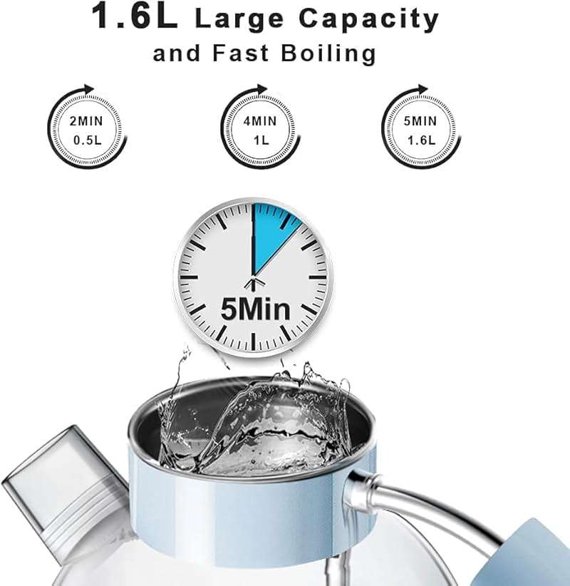 ASCOT Electric Kettle, Glass Electric Tea Kettle Gifts for Men/Women/Family 1.6L 1500W Borosilicate Glass Tea Heater, with Auto Shut-Off and Boil-Dry Protection (Blue) - Image 5