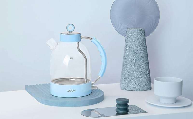 ASCOT Electric Kettle, Glass Electric Tea Kettle Gifts for Men/Women/Family 1.6L 1500W Borosilicate Glass Tea Heater, with Auto Shut-Off and Boil-Dry Protection (Blue) - Image 6