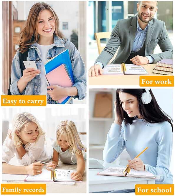 5 Subject Notebook College Ruled 240 Pages, A5(5.8"x8.3") Hardcover Spiral Notebook with Removable Pocket Dividers Tabs, Lined Spiral Journal Notebook for Women, Notebooks for Work School Note taking Pink - Image 8