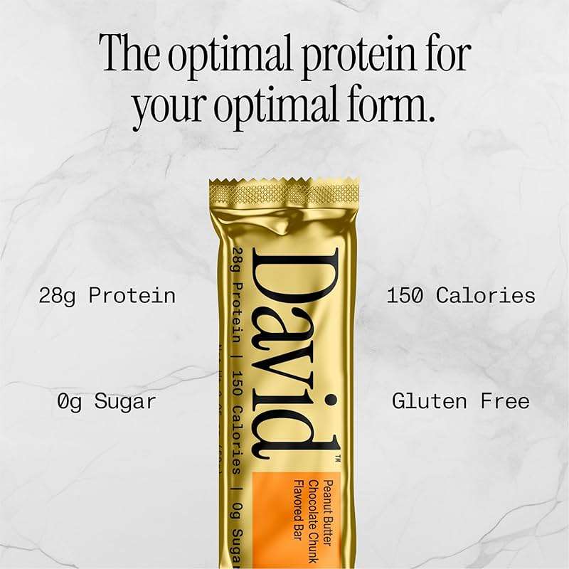 David High Protein Bars - 0g of Sugar, Low Carb, Gluten Free - 28g of Protein, 150 Calories - On-The-Go Snack - Peanut Butter Chocolate Chunk Flavor, Pack of 12 - Image 3