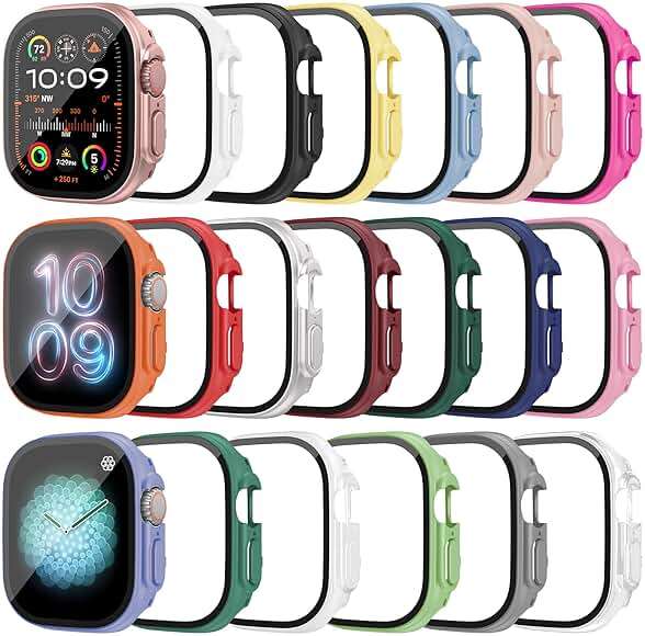 Tiorecime 20 Pack Case for Apple Watch Ultra 3/Ultra 2/Ultra 49mm with Tempered Glass Screen Protector, Shockproof Hard PC Protective Cover, All-Around Bumper Compatible with iWatch Ultra 3/2/1 49mm - Image 1