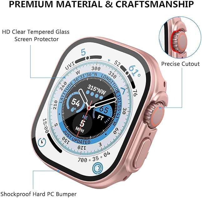 Tiorecime 20 Pack Case for Apple Watch Ultra 3/Ultra 2/Ultra 49mm with Tempered Glass Screen Protector, Shockproof Hard PC Protective Cover, All-Around Bumper Compatible with iWatch Ultra 3/2/1 49mm - Image 2