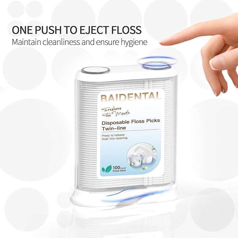 BAIDENTAL Dental Floss Dispenser with 100 Count Mint Flavored, Floss Picks Dual Line Design ,Oral Care Tools for Fresh Breath and Healthy Gums - Image 2