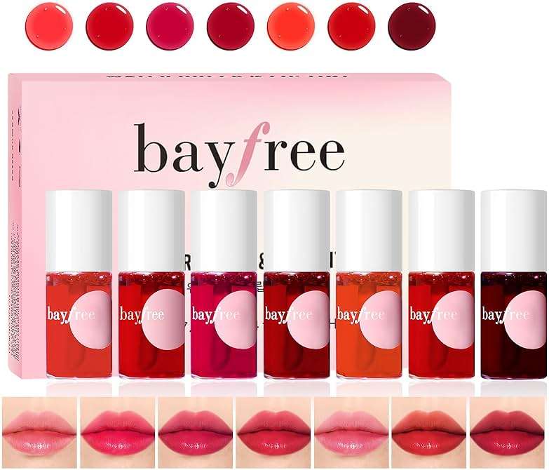bayfree Lip Tint Stain Set, 7 PCS Lip Stain Long Lasting Waterproof, Hydrating Non-Sticky Liquid Blush & Water Tint, Transfer-Proof, High Pigment Matte Finish,Vegan Korean Makeup Set (fruit land) - Image 1