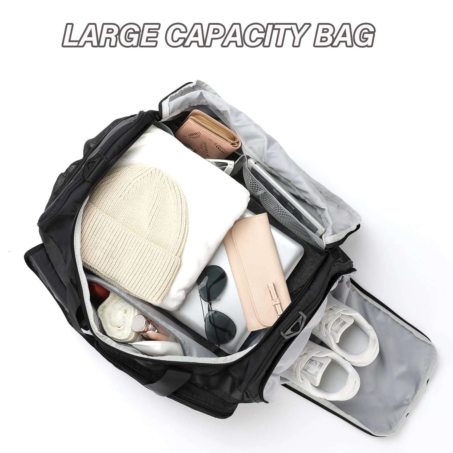 MAXTOP Gym Bag for Women Men Travel Duffle Bag Large Capacity Carry On Weekender Overnight Bag With Shoe Compartment Gym Tote Dry Wet Separation Duffel Bag for Travel - Image 3