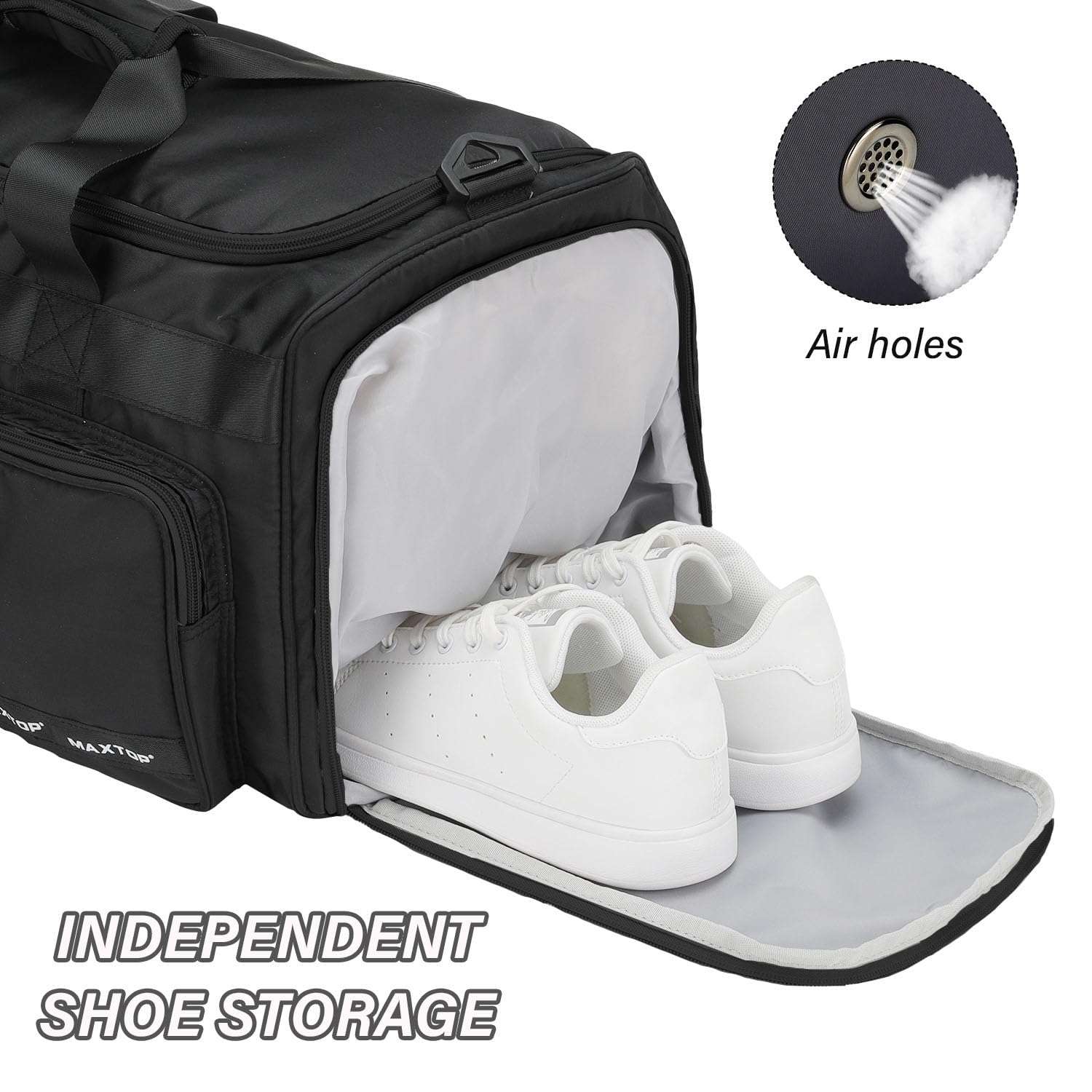 MAXTOP Gym Bag for Women Men Travel Duffle Bag Large Capacity Carry On Weekender Overnight Bag With Shoe Compartment Gym Tote Dry Wet Separation Duffel Bag for Travel - Image 4