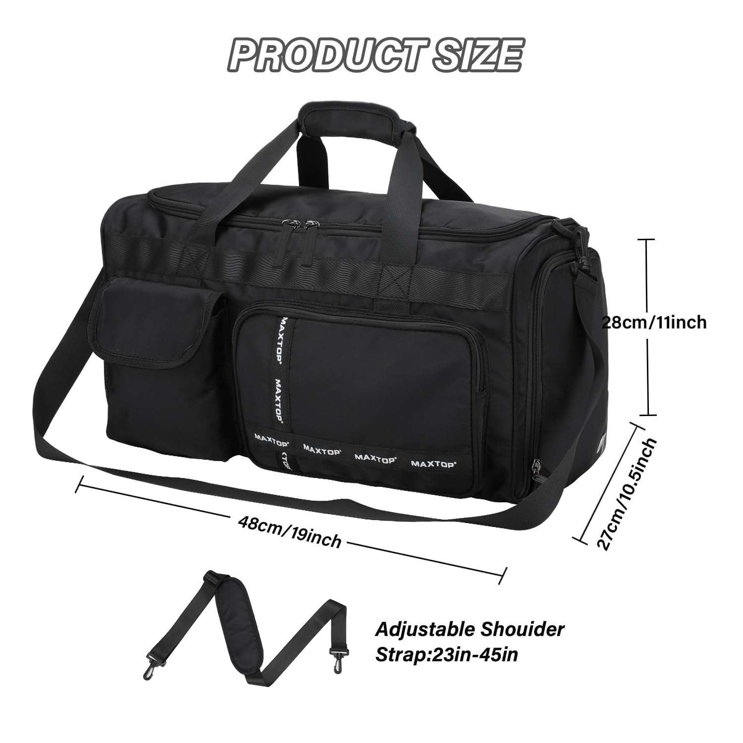 MAXTOP Gym Bag for Women Men Travel Duffle Bag Large Capacity Carry On Weekender Overnight Bag With Shoe Compartment Gym Tote Dry Wet Separation Duffel Bag for Travel - Image 6