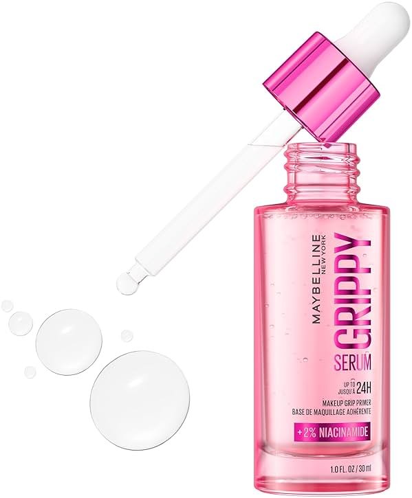 Maybelline Grippy Serum Primer, Hydrating Makeup Primer with 2% Niacinamide For Up To 24HR Make Up Wear, Clear, 1 Count - Product Image