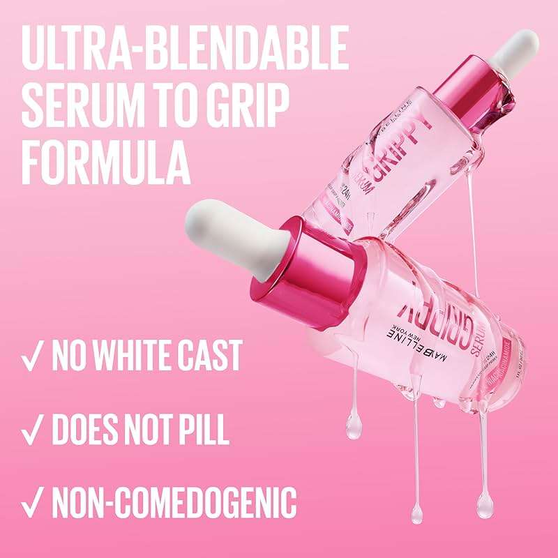 Maybelline Grippy Serum Primer, Hydrating Makeup Primer with 2% Niacinamide For Up To 24HR Make Up Wear, Clear, 1 Count - Image 6