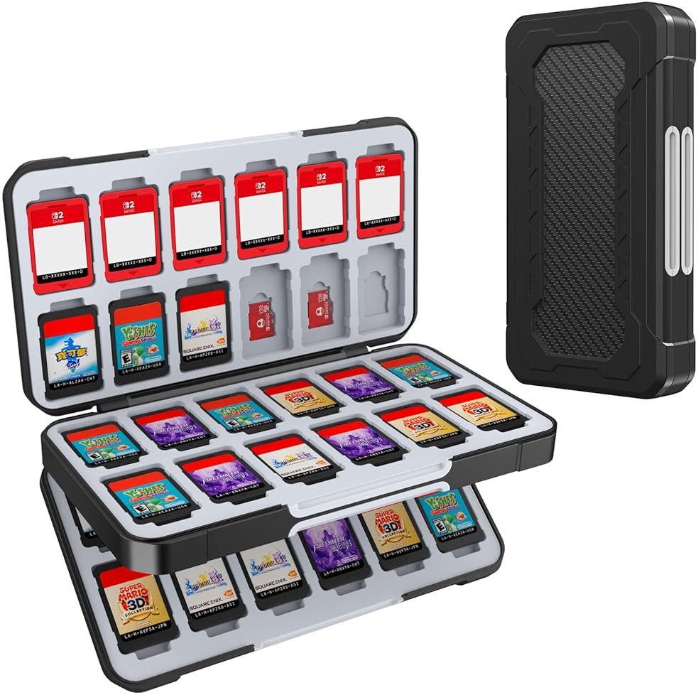 HEIYING Switch Game Case for Nintendo Switch 2/OLED, Portable Travel Carry Storage Case with 48 Game Card Slots and 24 Micro SD Cards Slots - Product Image