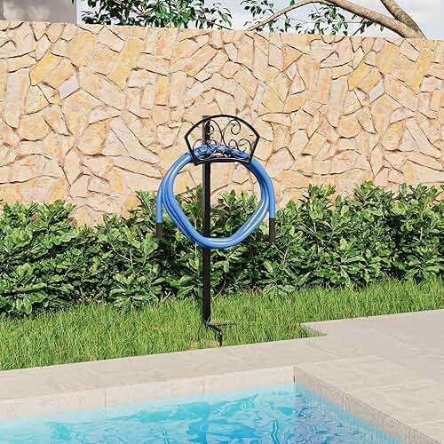 GOFORWILD Garden Hose Holder, Decorative Durable Hose Hanger, Holds 125-Feet of 5/8-Inch Hose, Made of Gauge Steel, Free-Standing Design for Outside Yard Lawn, Black - Image 2