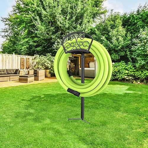 GOFORWILD Garden Hose Holder, Decorative Durable Hose Hanger, Holds 125-Feet of 5/8-Inch Hose, Made of Gauge Steel, Free-Standing Design for Outside Yard Lawn, Black - Image 7