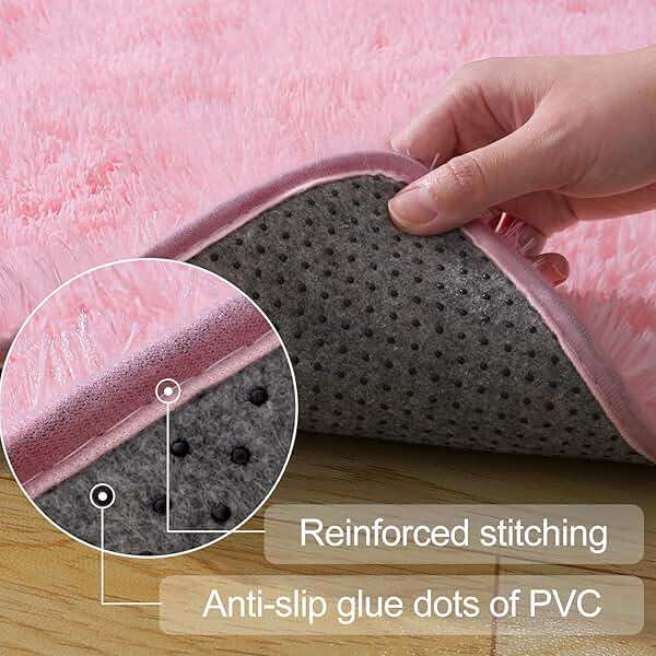qulint Pink Area Rugs for Bedroom, 4x6 Fluffy Soft Kids Rugs for Girls Shag Carpet for Living Room, Small Fuzzy Plush Shaggy Alfombras for Nursery Dorm Room Home Decor (4ft x 6ft, Pink) - Image 3