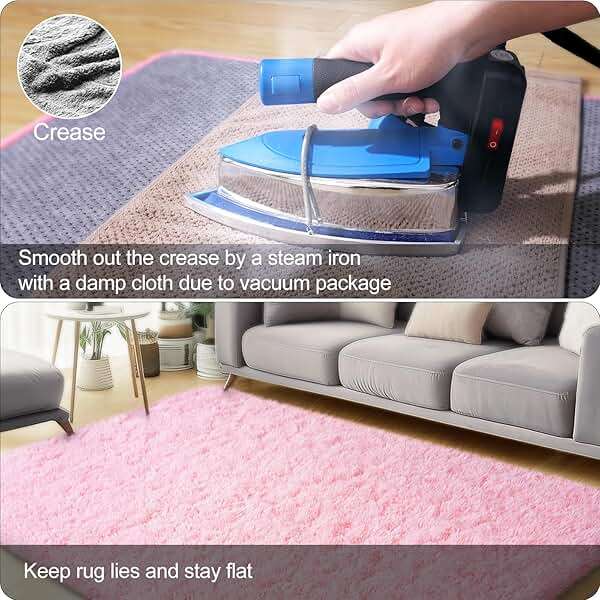 qulint Pink Area Rugs for Bedroom, 4x6 Fluffy Soft Kids Rugs for Girls Shag Carpet for Living Room, Small Fuzzy Plush Shaggy Alfombras for Nursery Dorm Room Home Decor (4ft x 6ft, Pink) - Image 5