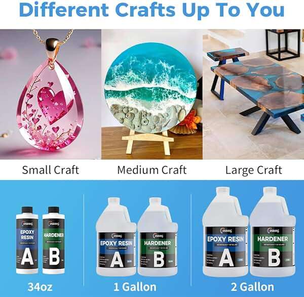 OSBANG Epoxy Resin 2 Gal, Clear Casting Kit for DIY Craft & Beginners, Crystal Clear Epoxy Resin for Casting, Coating, Jewelry Making & DIY, Hard Type No Bubble Non-Yellowing Deep Pour Resin(1 Gal×2) - Image 4