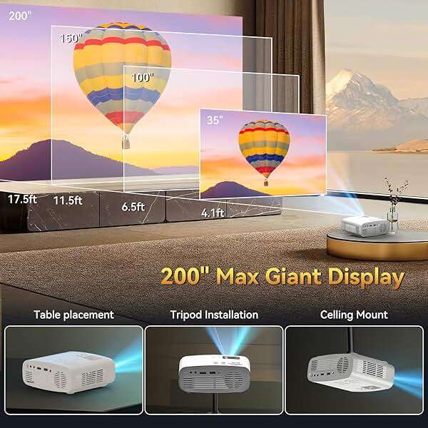 Projector with WiFi and Bluetooth, Pericat 4K Supported Native 1080P Projector, Portable Movie Outdoor Projector for Home Theater, Mini Projector Compatible with PC, HDMI, USB, TV Stick, PS5 - Image 5