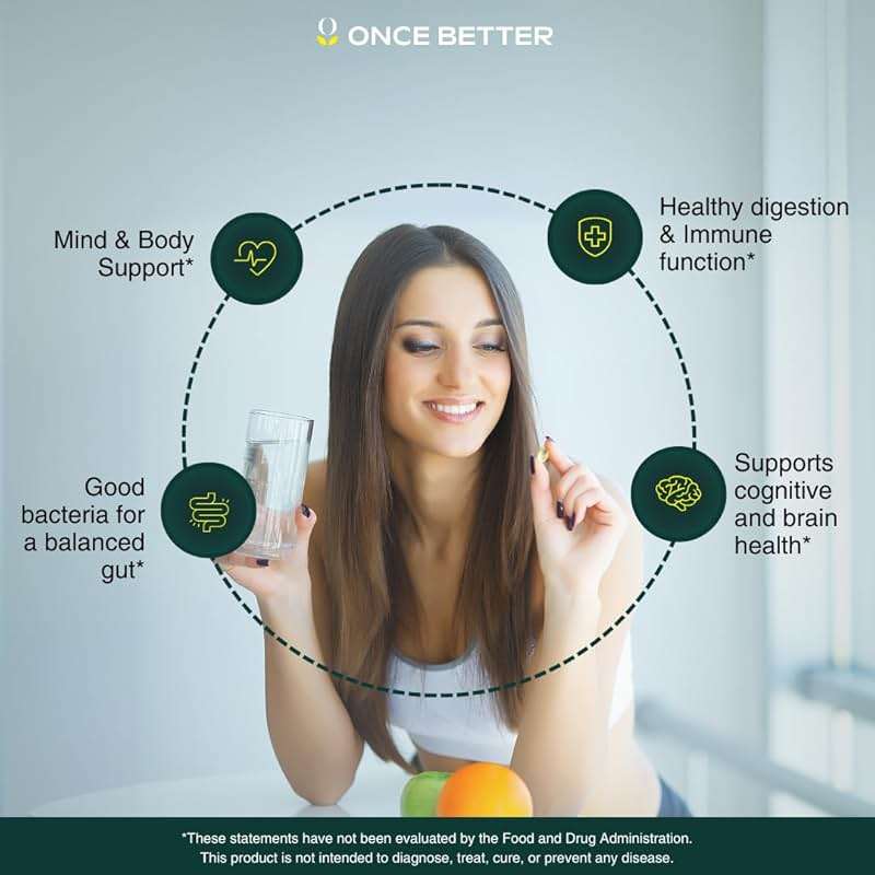 Once Better™️ Stress & Gut Support Supplement – Ashwagandha KSM-66®, L-Theanine, Magnesium Glycinate, Probiotics & Inulin for Digestive Health & Stress Relief – 60 Capsules - Men & Women - Image 5