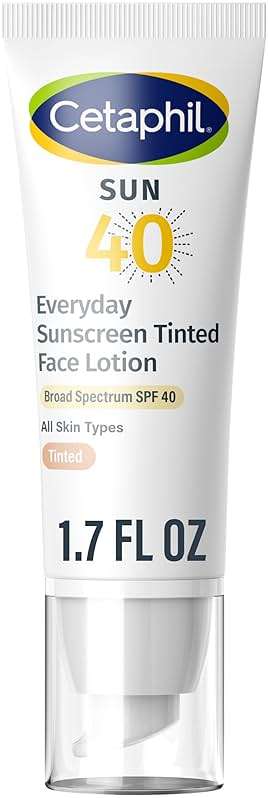 CETAPHIL Everyday Sunscreen Tinted Face Lotion, 1.7 fl oz, Travel Size Sunscreen, 100% Mineral UVA/UVB Filters: Titanium Dioxide & Zinc Oxide, SPF 40, For Sensitive Skin - Image 1