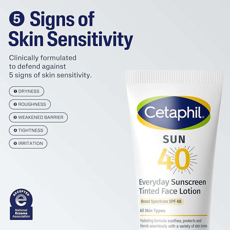 CETAPHIL Everyday Sunscreen Tinted Face Lotion, 1.7 fl oz, Travel Size Sunscreen, 100% Mineral UVA/UVB Filters: Titanium Dioxide & Zinc Oxide, SPF 40, For Sensitive Skin - Image 8