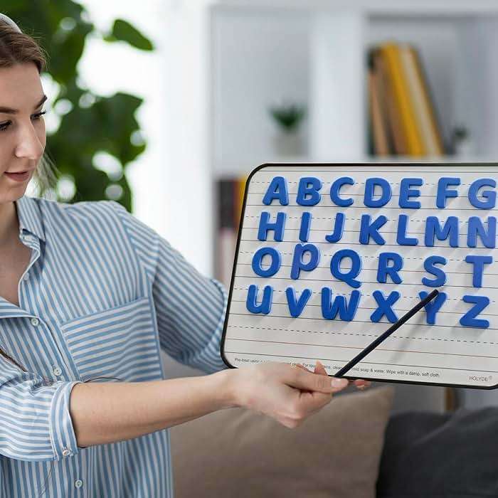 Dry Erase Boards 6 Pack, Double Sided Magnetic Small Whiteboards with Lines for Kids, Students, Teacher & Classroom Pack, Including 52 Pcs Alphabet Letters for Preschool Spelling - Image 2