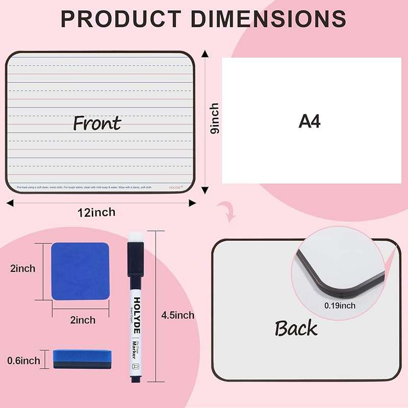 Dry Erase Boards 6 Pack, Double Sided Magnetic Small Whiteboards with Lines for Kids, Students, Teacher & Classroom Pack, Including 52 Pcs Alphabet Letters for Preschool Spelling - Image 3