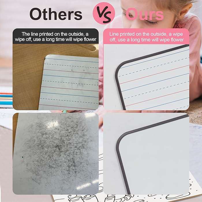 Dry Erase Boards 6 Pack, Double Sided Magnetic Small Whiteboards with Lines for Kids, Students, Teacher & Classroom Pack, Including 52 Pcs Alphabet Letters for Preschool Spelling - Image 6