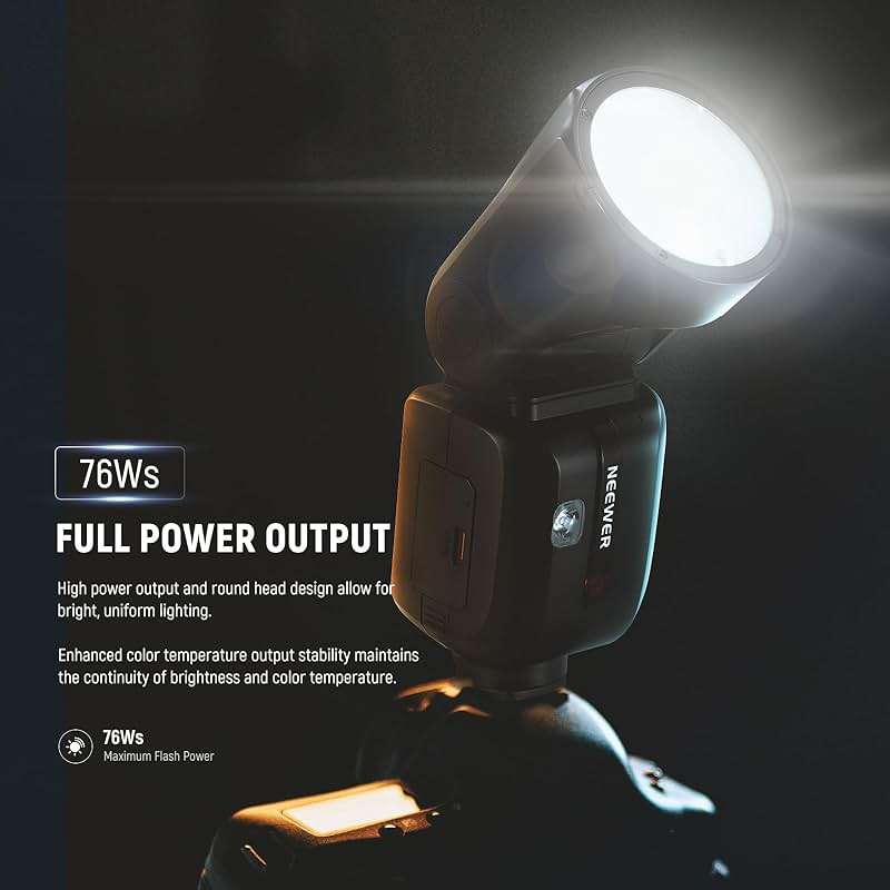 NEEWER Z2PRO-C 2.4G TTL Round Head Flash Speedlite Compatible with Canon, Wireless Compatible with Godox, Upgraded UI, 76Ws 1/8000s HSS, TTL/M TCM Switch, 7.2V/3000mAh Battery, 600 Full Power Flash - Image 2